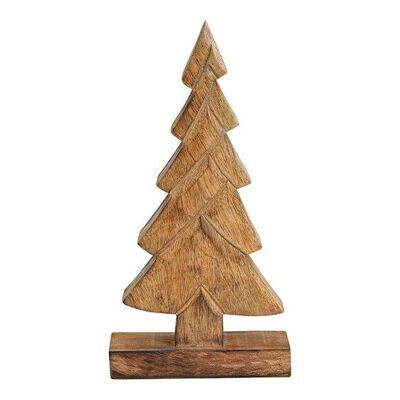 Sapin de Noël en bois de manguier marron (L/H/P) 15x30x5cm