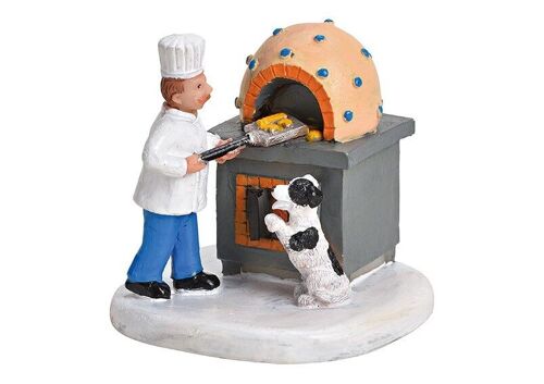 Miniature Pizzabäcker mit Ofen aus Poly Bunt (B/H/T) 6x6x6cm