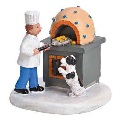 Pizzero en miniatura con horno de poliéster (An / Al / Pr) 6x6x6cm