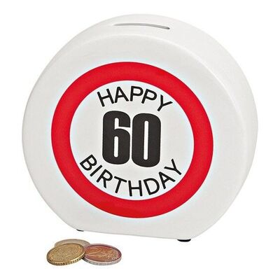 Salvadanaio in ceramica Happy Birthday 60