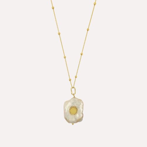 Pearl & Sun Charm Necklace