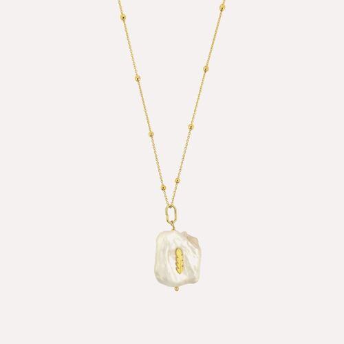 Pearl & Feather Charm Necklace