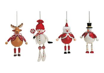 Figurines de Noël en spirale en bois, assorties (L / H / P) 6x11x4 cm / 6x16x4 cm