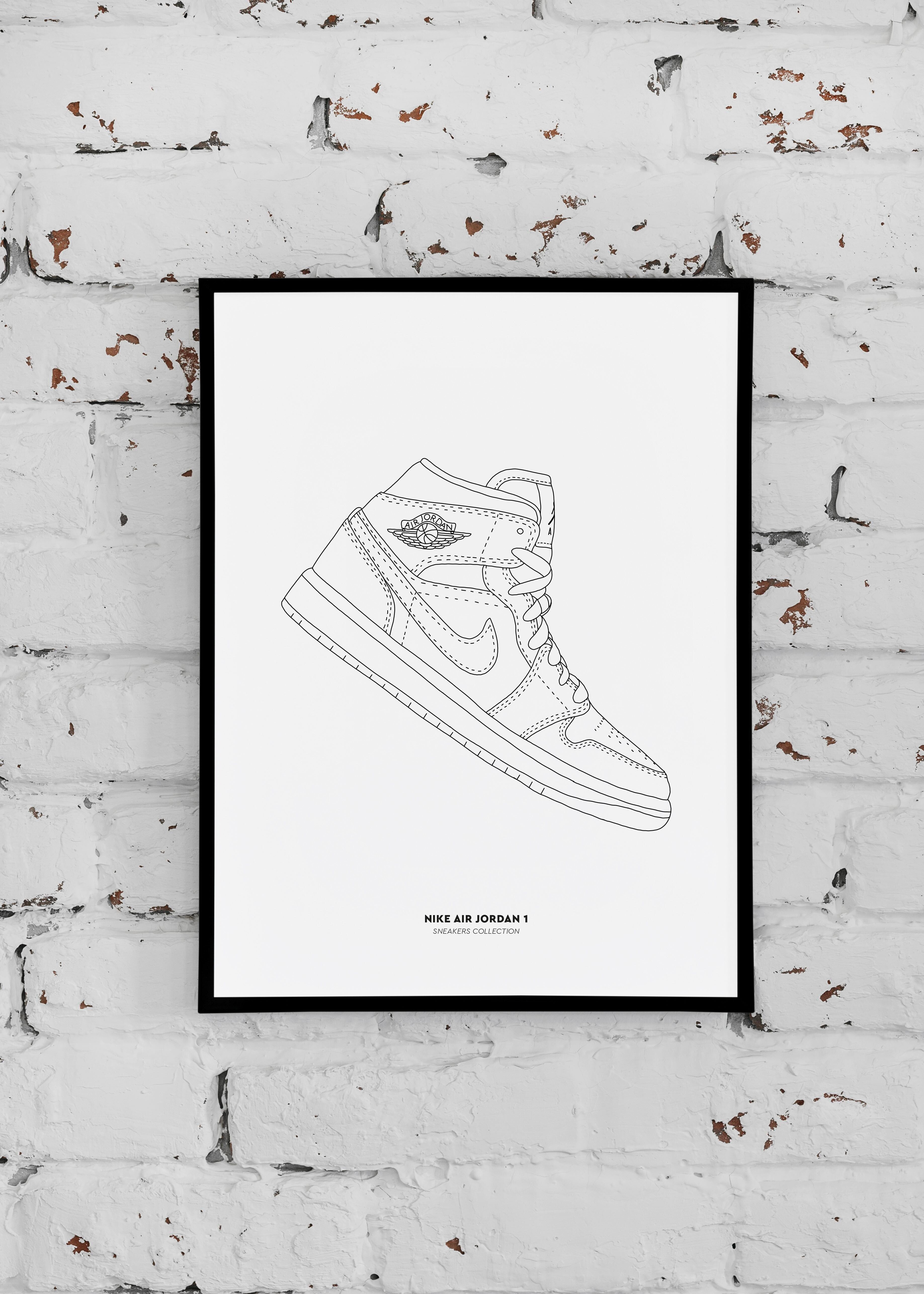 Achat Affiche Sneakers Nike Air Jordan 1 Papier A4 A3 40x60 en gros