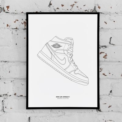 Poster di scarpe da ginnastica - Nike Air Jordan 1 - Carta A4 / A3 / 40x60
