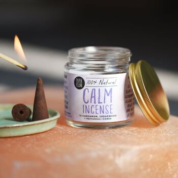Calm Incense Jar of Incense Cones - plant based, vegan 1