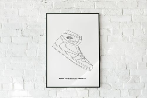 Affiche Sneakers - Nike Air Jordan 1 Retro High Travis Scott - Papier A4 / A3 / 40x60