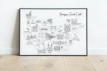 Bourgogne-Franche-Comté - Affiche ou coloriage A3 / 50x70 - Papier 2