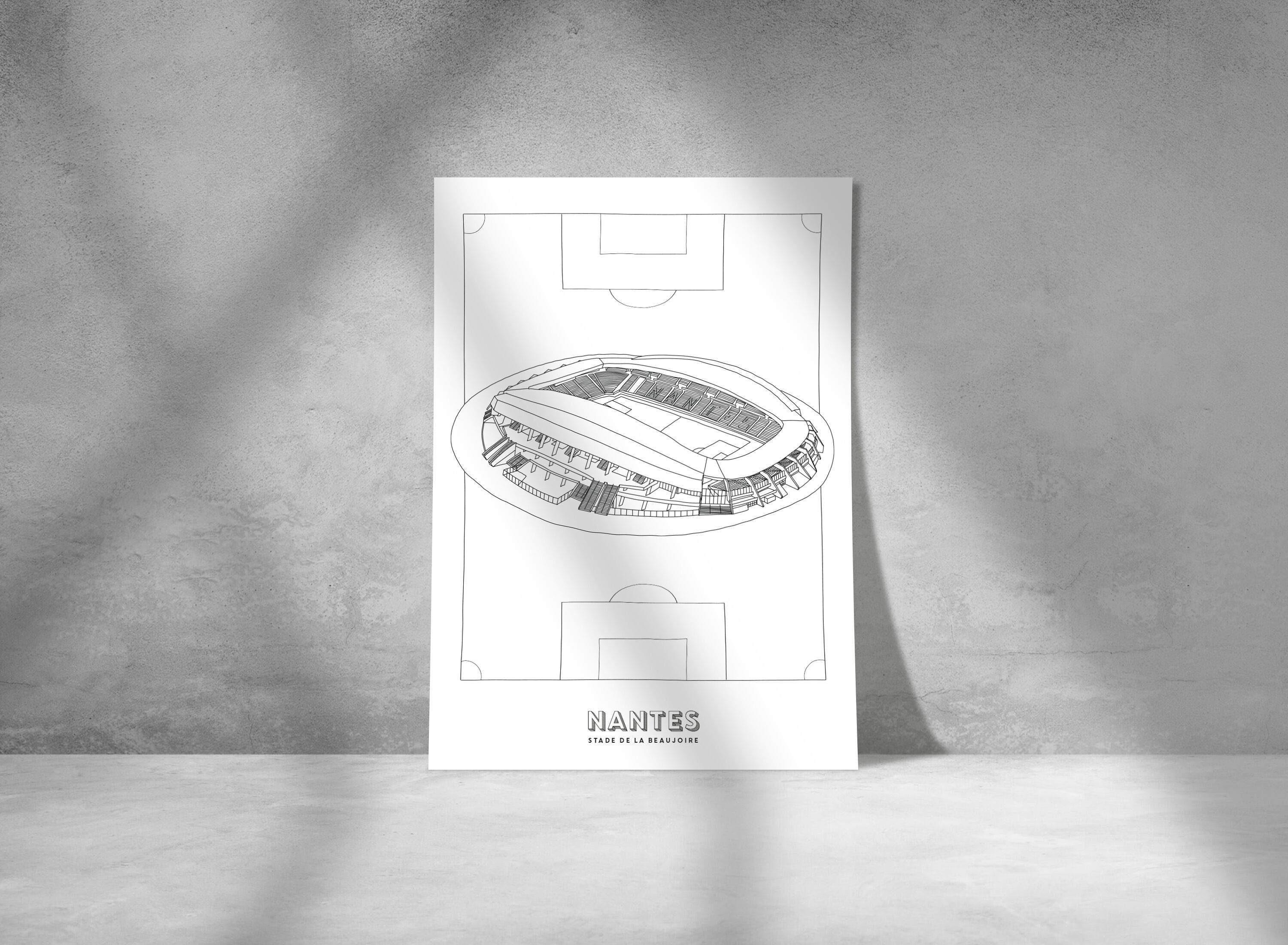 Affiche Nantes - Stade de la Beaujoire - Papier A4 / A3 / 40x60