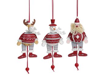 Figurines de Noël jumping jack en bois 3 fois assorties (L/H/P) 9x15x2,5 cm