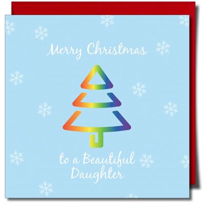 Feliz Navidad a una hermosa hija. Tarjeta de Navidad Lgbtq+.