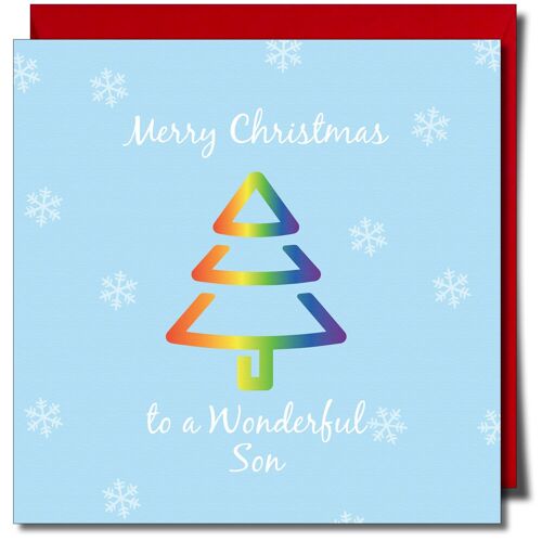 Merry Christmas to a Wonderful Son. Gay Xmas Card.