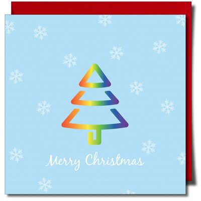 Cartolina d'auguri gay di buon Natale. Biglietto di Natale LGBTQ+.
