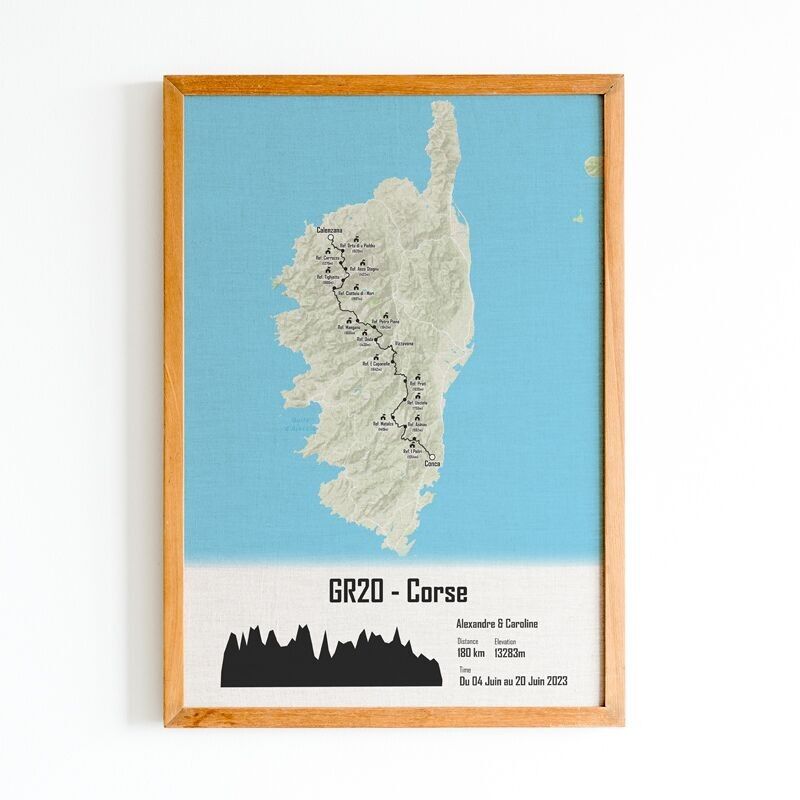 GR20-Souvenirplakat – Durchquerung Korsikas