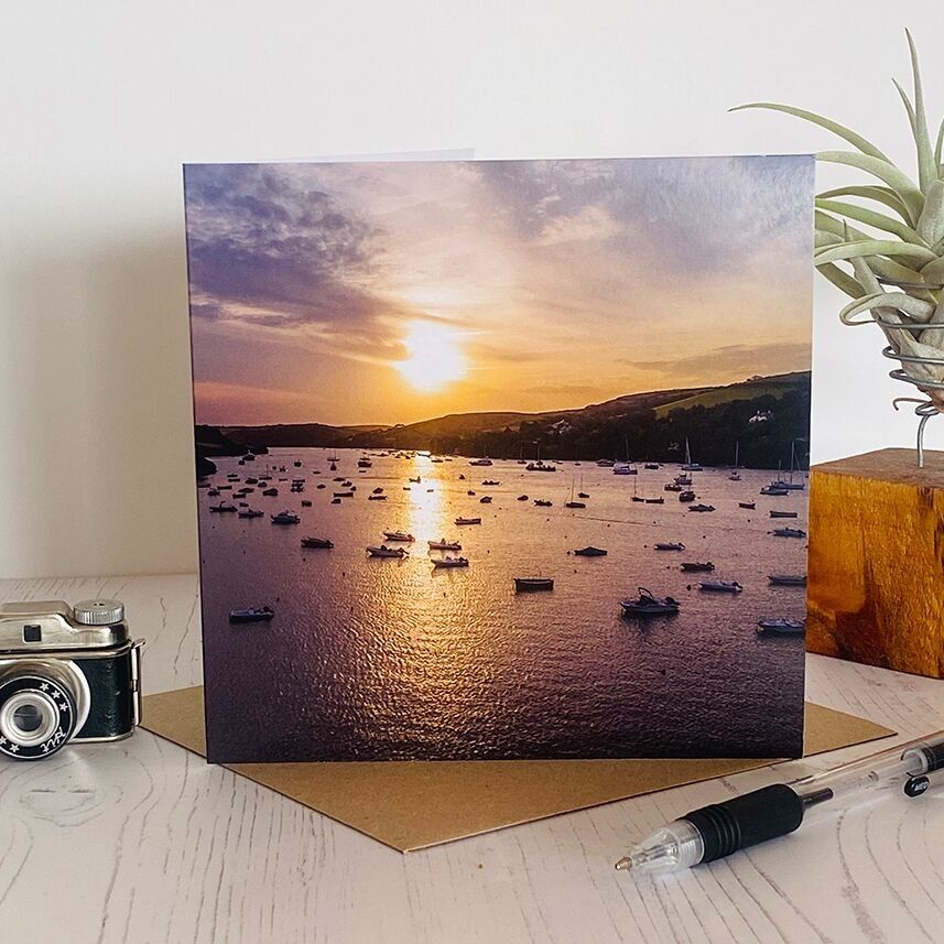 Sunrise over Salcombe estuary greeting card