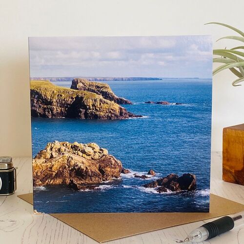 Rugged seascape greeting card - welsh coastline card