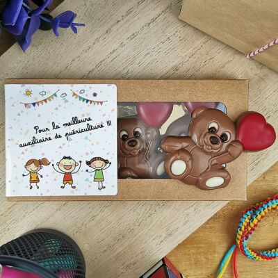 Milchschokolade-Teddybären x3 „Für die beste Kinderbetreuungsassistentin“