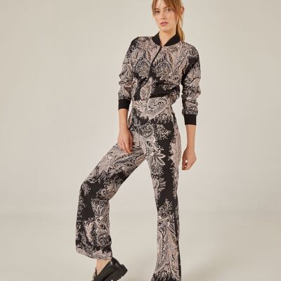 Printed straight trousers