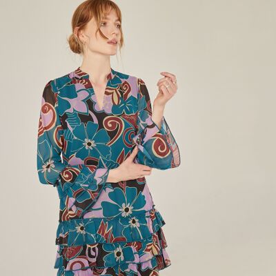 Robe courte à volants