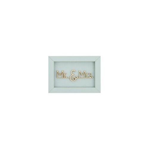 Mr & mrs - Rahmen Karte Holzschriftzug Magnet