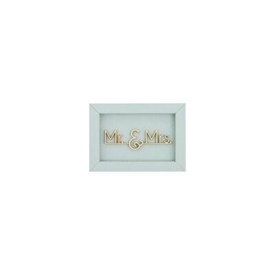 Mr & mrs - magnete con scritta in legno con cornice