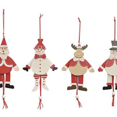Christmas jumping jack figures made of wood, 4-fold assorted (W / H / D) 9x15x1 cm