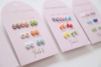 Carte de 7 paires de boucles d'oreilles sur le thème une semaine de Poésie - Fleurs 3