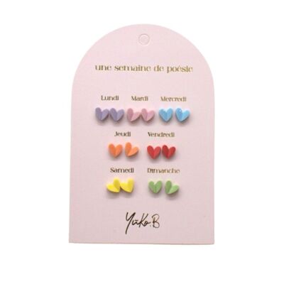 Tarjeta de 7 pares de aretes - Tema de la semana de Poesía - Corazones