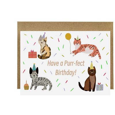 Illustration de chats mignons | Carte d'anniversaire