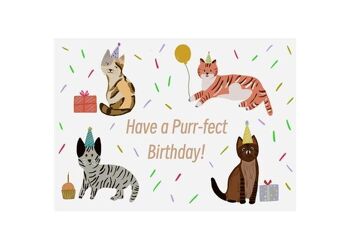 Illustration de chats mignons | Carte d'anniversaire 2