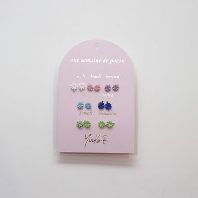Card of 7 pairs of earrings on the theme of a week of poetry - Starfish