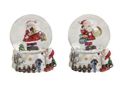 Schneekugel Nikolaus aus Glas/Poly, 2-fach sortiert (B/H/T) 7x8x7 cm