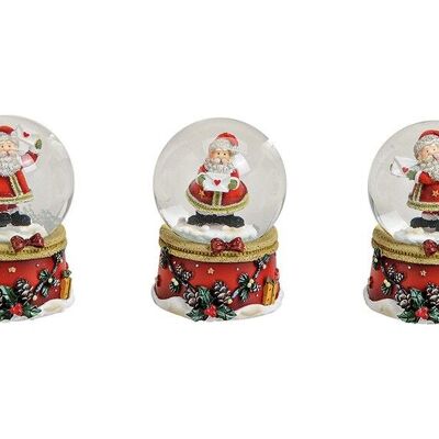 Snow globe Santa Claus made of glass / poly, 3-fold assorted (W / H / D)