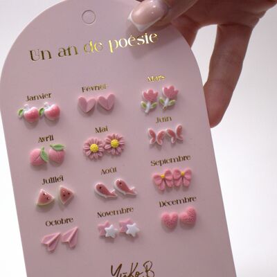 Offre de 20 cartes de boucles d'oreilles poétiques + pochettes cadeaux offertes