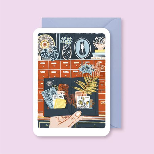 🇫🇷 Carte postale avec illustration "Memorabilia" et son enveloppe · 🇬🇧 Postal card with its illustration "Memorabilia" and its envelop