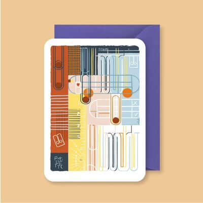 🇫🇷 Carte postale avec illustration "Graffetta" et son enveloppe · 🇬🇧 Postal card with its illustration "Graffetta" and its envelop
