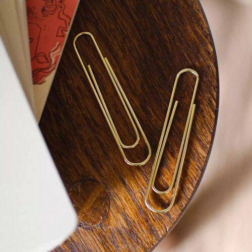 🇫🇷 Trombones géants en laiton (boîte de 40), marque-pages original · 🇬🇧 Giant brass paperclips (box of 40), original bookmark