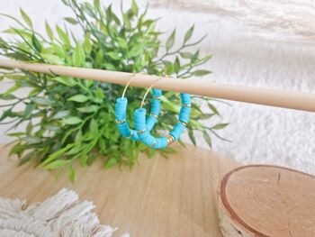 Créoles Heishi turquoise en acier inoxydable 2