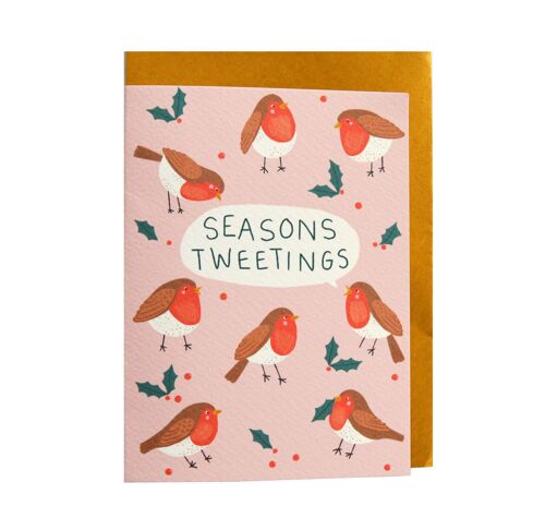 Seasons Tweetings Robins Christmas Card