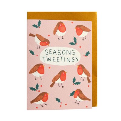 Tarjeta de Navidad de Robins de Seasons Tweetings