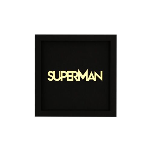 Supermann - Rahmen Karte Holzschriftzug