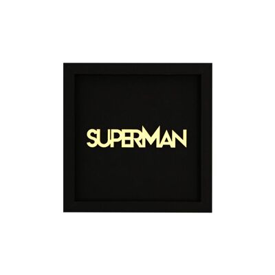 Supermann - Rahmen Karte Holzschriftzug