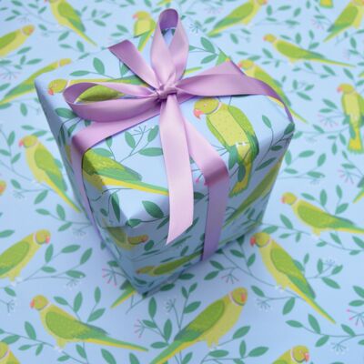 Spring Parakeets Wrapping Paper sheet