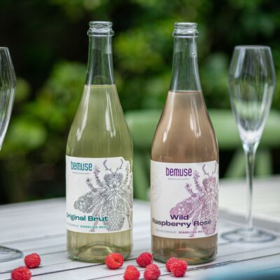 Non-alcoholic sparkling wine low sugar all natural ingredients made with honey fermented - Bemuse - Wild Raspberry Rosé