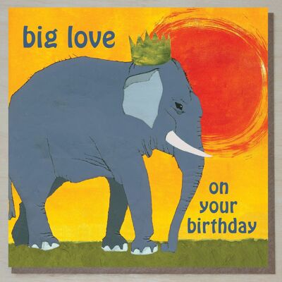 ¡Gran amor!' Tarjeta de cumpleaños del elefante