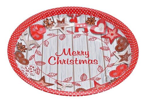 Teller Merry Christmas aus Metall Bunt (B/H/T) 25x3x25cm