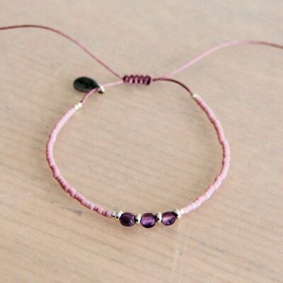Miyuki bracelet with gemstones – lilac/purple/silver
