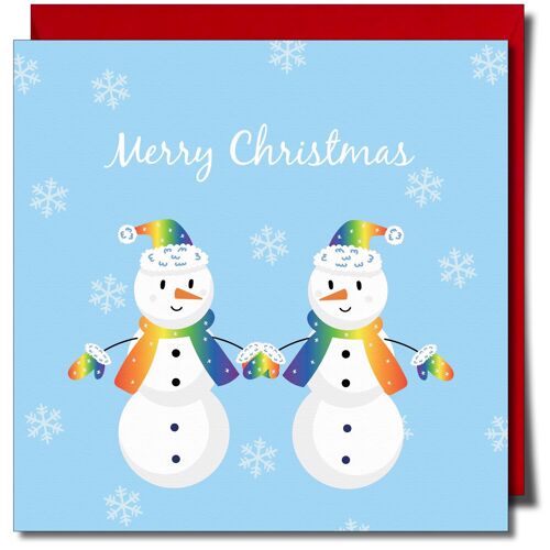 Merry Christmas Lgbtq+ Snow People Gay Xmas Card.