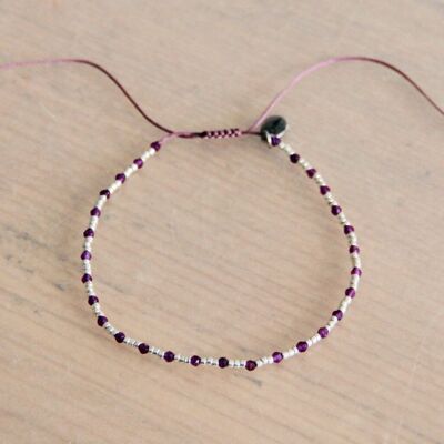 Gemstone bracelet with silverplated miyuki – purple