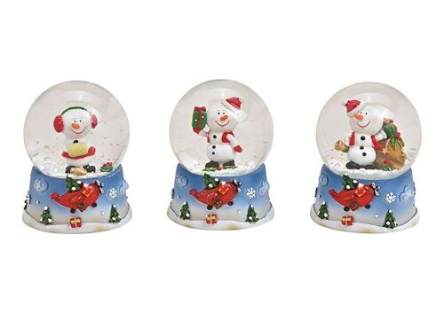 Schneekugel Schneemann aus Poly, Glas Bunt 3-fach, (B/H/T) 7x9x7cm